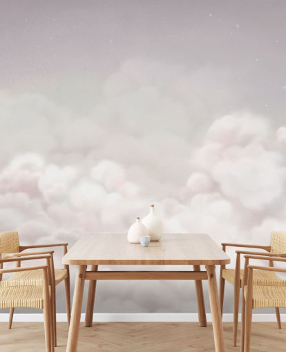 mural rosa personalizable para habitación infantil llamado Calming Clouds Pink de la colección Oliver Robins
