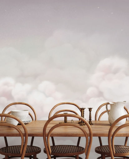 pink customizable nursery mural called Calming Clouds Pink from the Oliver Robins collection