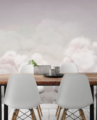 pink customisable nursery mural called Calming Clouds Pink from the Oliver Robins collection