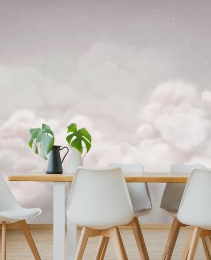 mural rosa personalizable para habitación infantil llamado Calming Clouds Pink de la colección Oliver Robins