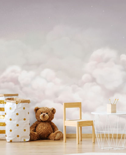 pink customisable nursery mural called Calming Clouds Pink from the Oliver Robins collection pink customisable nursery mural called Calming Clouds Pink from the Oliver Robins collection