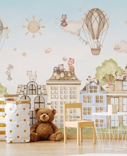 individuelles Kinderwandbild namens City Cats aus der Oliver Robins-Kollektion für Schlafzimmer individuelles Kinderwandbild namens City Cats aus der Oliver Robins-Kollektion für Schlafzimmer