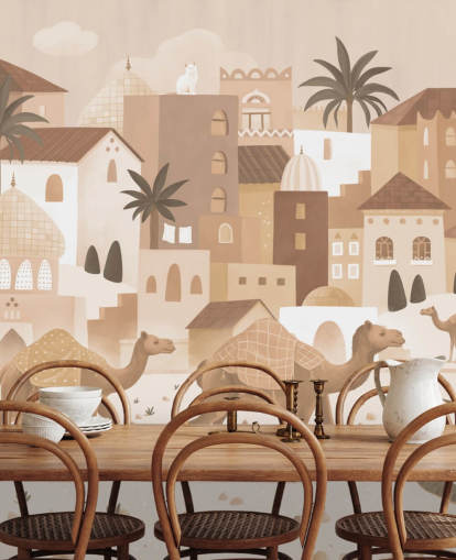 mural de camello personalizado llamado Desert Dreams Monochrome de la colección Oliver Robins mural de camello personalizado llamado Desert Dreams Monochrome de la colección Oliver Robins