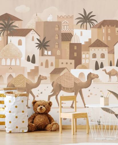 peinture murale camel personnalisée appelée Desert Dreams Monochrome de la collection Oliver Robins