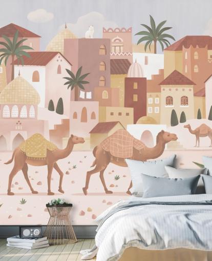 mural infantil personalizado llamado Desert Dreams de la colección Oliver Robins