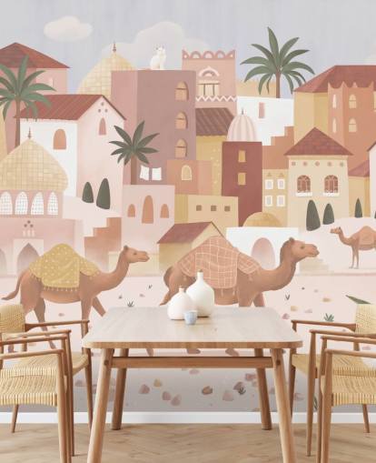 mural infantil personalizado llamado Desert Dreams de la colección Oliver Robins