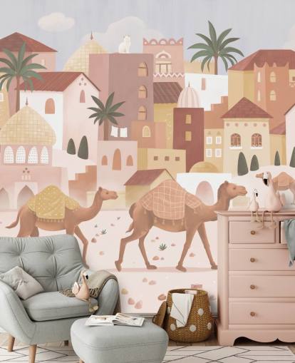 murale personalizzato per bambini chiamato Desert Dreams della collezione Oliver Robins