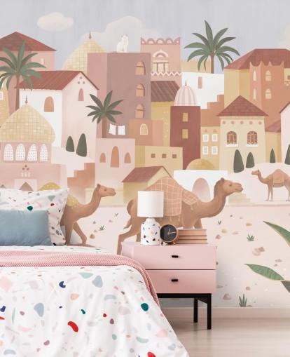 mural infantil personalizado llamado Desert Dreams de la colección Oliver Robins