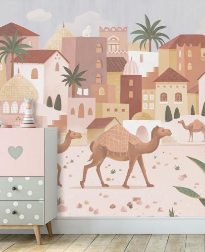 brugerdefineret børns vægmaleri kaldet Desert Dreams fra Oliver Robins-samlingen brugerdefineret børns vægmaleri kaldet Desert Dreams fra Oliver Robins-samlingen