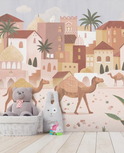 custom children's mural called Desert Dreams from the Oliver Robins collection