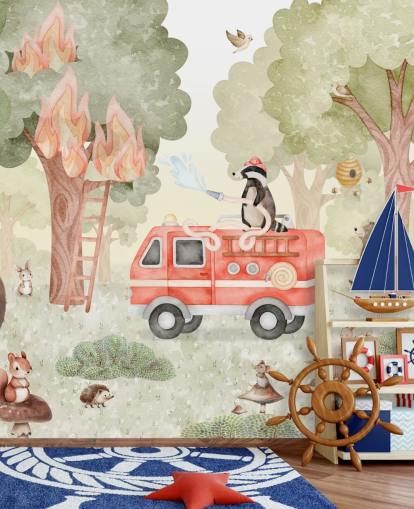 tilpasset barneskogmaleri kalt Forest Firefighter fra Oliver Robins-samlingen tilpasset barneskogmaleri kalt Forest Firefighter fra Oliver Robins-samlingen