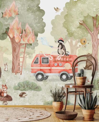 tilpasset barneskogmaleri kalt Forest Firefighter fra Oliver Robins-samlingen