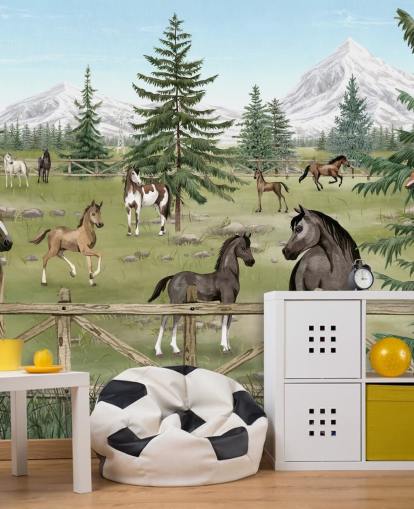 individuelles Pferdewandbild für Kinder namens Horse Haven aus der Oliver Robins-Kollektion