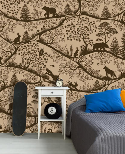 peinture murale marron pour enfants appelée Nordic Nature Beige Brown de la collection Oliver Robins peinture murale marron pour enfants appelée Nordic Nature Beige Brown de la collection Oliver Robins