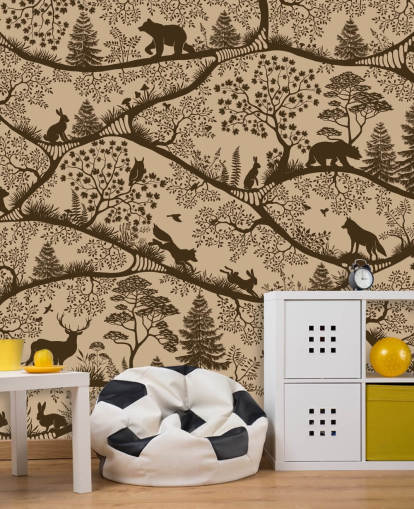 brunt barneskogmaleri kalt Nordic Nature Beige Brown fra Oliver Robins-samlingen brunt barneskogmaleri kalt Nordic Nature Beige Brown fra Oliver Robins-samlingen