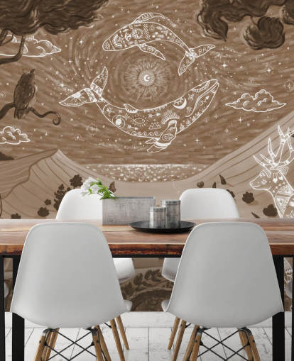 customizable kids animal mural called Spirit Night Brown from the Oliver Robins collection customizable kids animal mural called Spirit Night Brown from the Oliver Robins collection