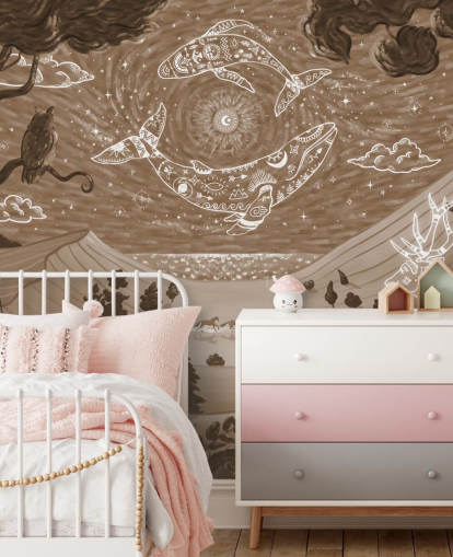 peinture murale animalière personnalisable pour enfants appelée Spirit Night Brown de la collection Oliver Robins peinture murale animalière personnalisable pour enfants appelée Spirit Night Brown de la collection Oliver Robins