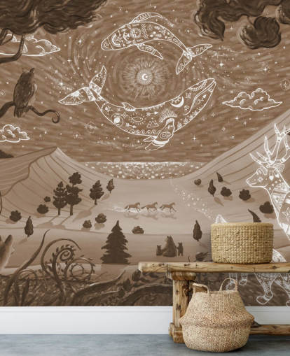 personalisierbares Tier-Wandbild für Kinder namens Spirit Night Brown aus der Oliver Robins-Kollektion personalisierbares Tier-Wandbild für Kinder namens Spirit Night Brown aus der Oliver Robins-Kollektion
