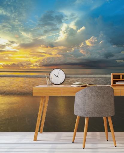blue and yellow customisable beach sunset wall mural called Malaysia Sunset by Assaf Frank for home offices blue and yellow customisable beach sunset wall mural called Malaysia Sunset by Assaf Frank for home offices