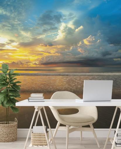 blå og gul tilpassbar strandsolnedgang veggmaleri kalt Malaysia Sunset av Assaf Frank for hjemmekontorer blå og gul tilpassbar strandsolnedgang veggmaleri kalt Malaysia Sunset av Assaf Frank for hjemmekontorer