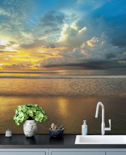blue and yellow customisable beach sunset wall mural called Malaysia Sunset by Assaf Frank for home offices blue and yellow customisable beach sunset wall mural called Malaysia Sunset by Assaf Frank for home offices