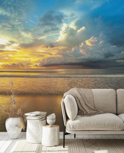 blue and yellow customizable beach sunset wall mural called Malaysia Sunset by Assaf Frank for home offices blue and yellow customizable beach sunset wall mural called Malaysia Sunset by Assaf Frank for home offices