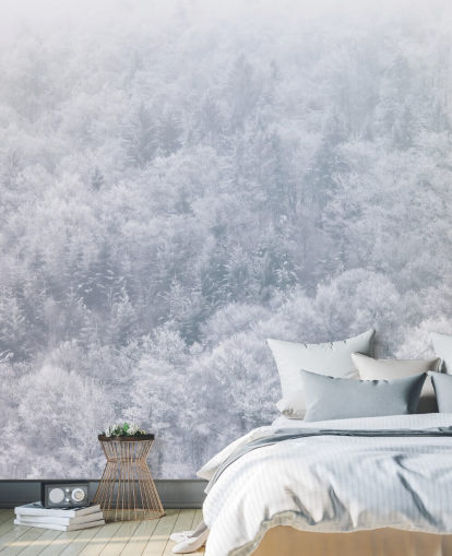 customisable white winter wall mural called Snow Forest from Assaf Frank customisable white winter wall mural called Snow Forest from Assaf Frank