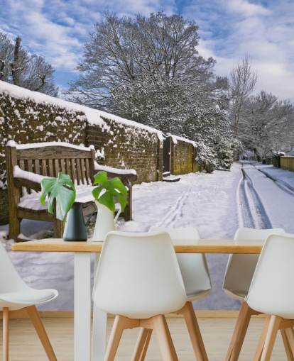 mural de cena de neve personalizável chamado Bench in Snow de Assaf Frank mural de cena de neve personalizável chamado Bench in Snow de Assaf Frank