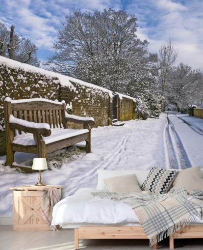 murale con scena innevata personalizzabile chiamato Bench in Snow di Assaf Frank murale con scena innevata personalizzabile chiamato Bench in Snow di Assaf Frank