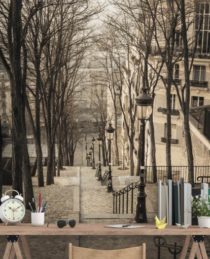 mural de parede de Paris personalizável chamado Montmartre Staircase de Assaf Frank para quartos e escritórios domésticos mural de parede de Paris personalizável chamado Montmartre Staircase de Assaf Frank para quartos e escritórios domésticos