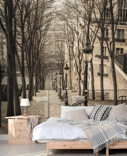 personalisierbares Pariser Wandbild namens Montmartre Staircase von Assaf Frank für Schlafzimmer und Heimbüro