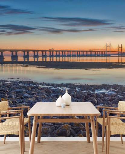 customisable bridge river mural called Severn Bridge at Dusk by Assaf Frank customisable bridge river mural called Severn Bridge at Dusk by Assaf Frank