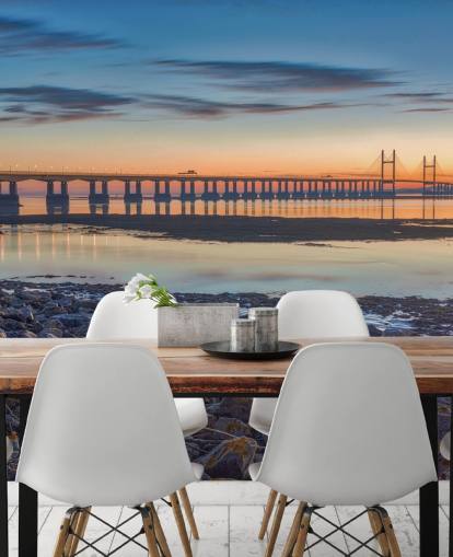 customizable bridge river mural called Severn Bridge at Dusk by Assaf Frank customizable bridge river mural called Severn Bridge at Dusk by Assaf Frank