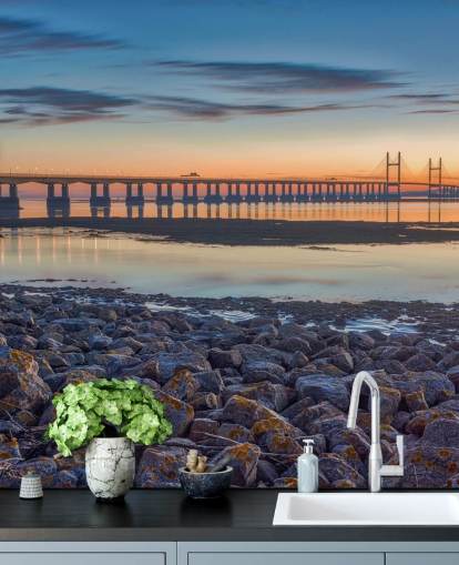 peinture murale personnalisable sur le pont de la rivière appelée Severn Bridge at Dusk par Assaf Frank peinture murale personnalisable sur le pont de la rivière appelée Severn Bridge at Dusk par Assaf Frank