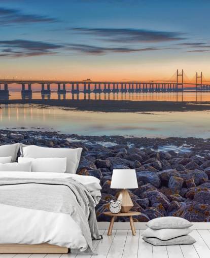 customizable bridge river mural called Severn Bridge at Dusk by Assaf Frank customizable bridge river mural called Severn Bridge at Dusk by Assaf Frank