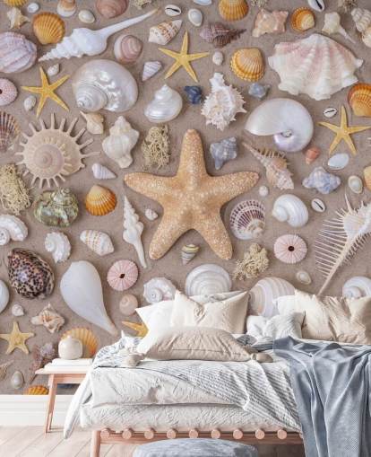 customizable shell wall mural called Sea Shells from Assaf Frank for coastal inspired interiors customizable shell wall mural called Sea Shells from Assaf Frank for coastal inspired interiors