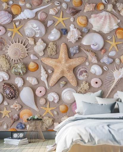 customisable shell wall mural called Sea Shells from Assaf Frank for coastal inspired interiors customisable shell wall mural called Sea Shells from Assaf Frank for coastal inspired interiors