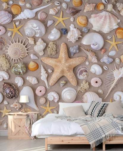 customisable shell wall mural called Sea Shells from Assaf Frank for coastal inspired interiors 