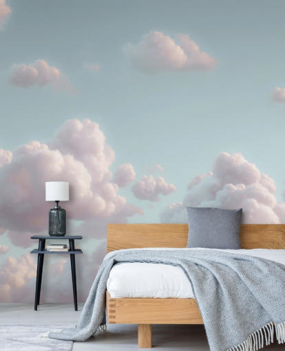 mural de nuvem azul e branco calmante e personalizável chamado Fluffy Clouds de Assaf Frank mural de nuvem azul e branco calmante e personalizável chamado Fluffy Clouds de Assaf Frank