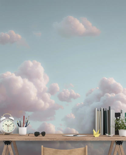 peinture murale apaisante personnalisable en forme de nuages bleus et blancs appelée Fluffy Clouds par Assaf Frank peinture murale apaisante personnalisable en forme de nuages bleus et blancs appelée Fluffy Clouds par Assaf Frank