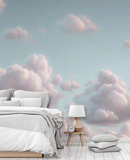 customisable calming blue and white cloud mural called Fluffy Clouds by Assaf Frank customisable calming blue and white cloud mural called Fluffy Clouds by Assaf Frank