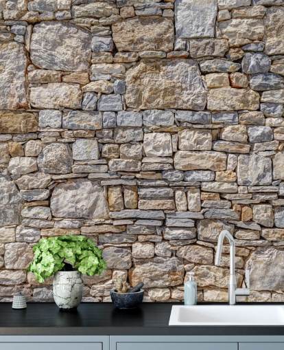 mural personalizável com efeito de pedra feito à medida chamado Greek Stone Wall de Assaf Frank mural personalizável com efeito de pedra feito à medida chamado Greek Stone Wall de Assaf Frank