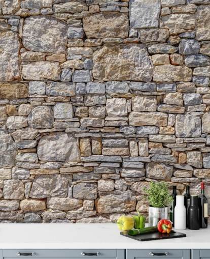 mural personalizável com efeito de pedra feito à medida chamado Greek Stone Wall de Assaf Frank mural personalizável com efeito de pedra feito à medida chamado Greek Stone Wall de Assaf Frank