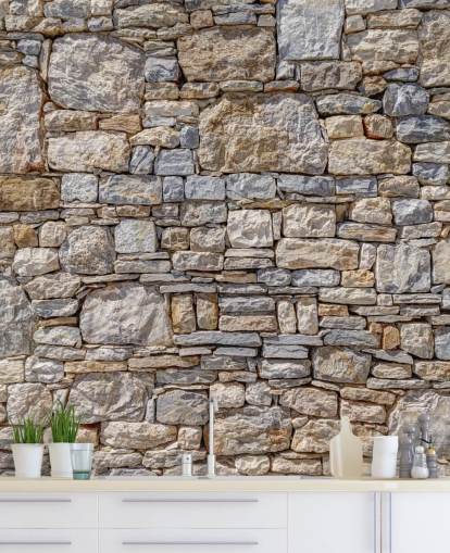 mural personalizável com efeito de pedra feito à medida chamado Greek Stone Wall de Assaf Frank mural personalizável com efeito de pedra feito à medida chamado Greek Stone Wall de Assaf Frank