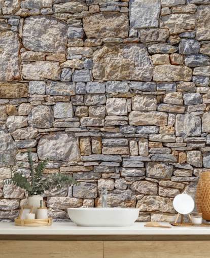 customisable made to measure stone effect mural called Greek Stone Wall by Assaf Frank