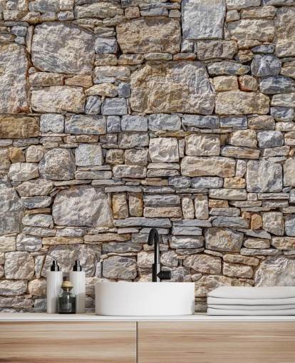 customisable made to measure stone effect mural called Greek Stone Wall by Assaf Frank