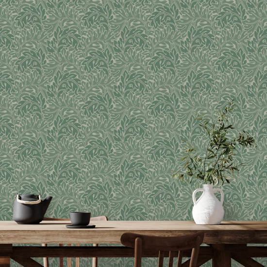 Acanthus Green Botanical Wallpaper