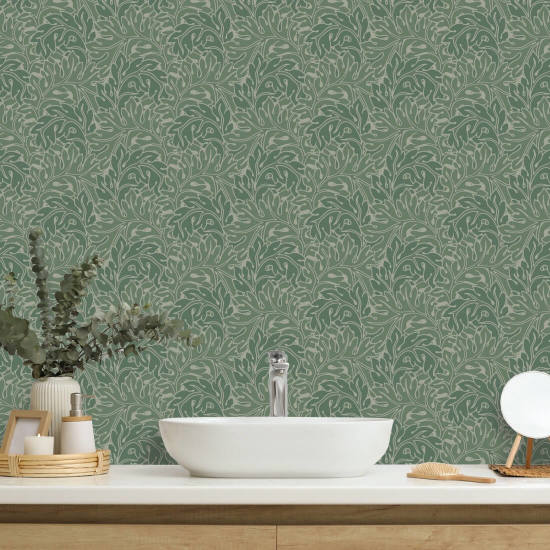 Acanthus Green Botanical Wallpaper