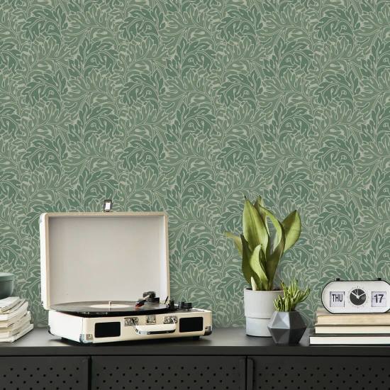 Acanthus Green Botanical Wallpaper