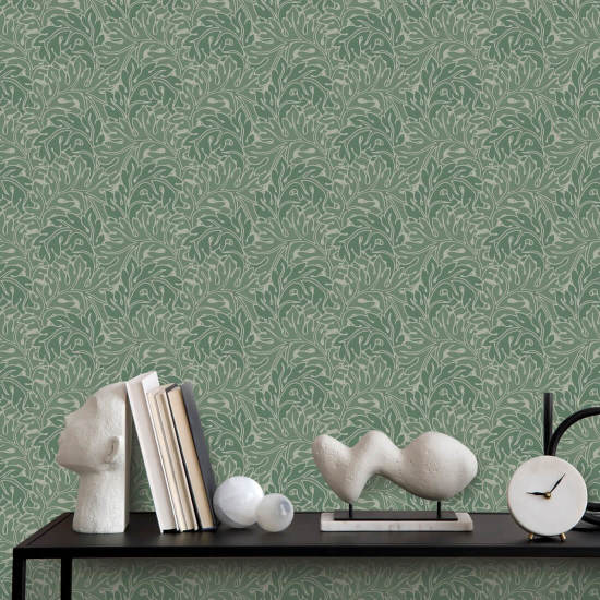 Acanthus Green Botanical Wallpaper